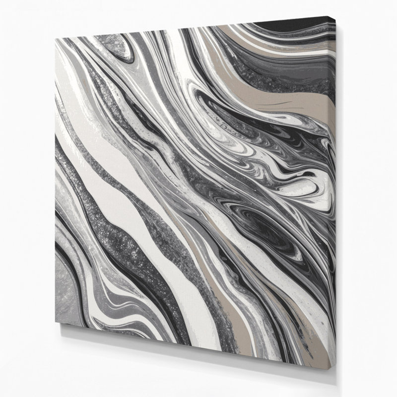Abstrait art fluide sur toile grise 95, H 8 po x l 8 po
