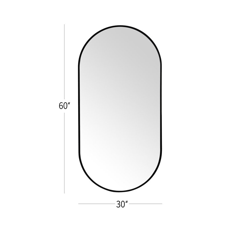 Miroir mural ovale en métal, 60 po x 30 po