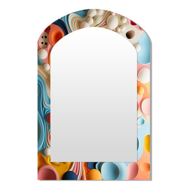 Colorful Tidal Swirls Art I - Abstract Irregular Shape Mirror, Modern Asymmetrical Unique Wall Mirror, Printed Metal Art