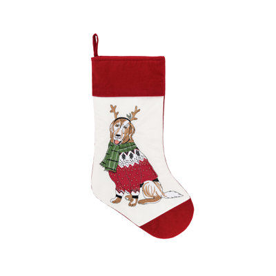 Chaussette de Noël chien de Noël brodée