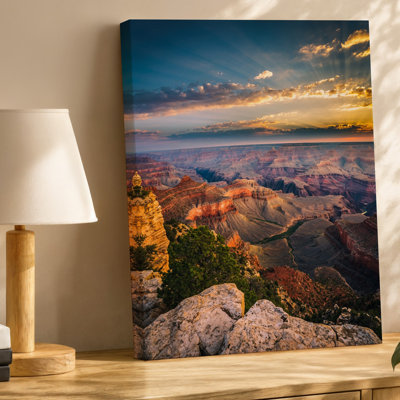 Canvas A Breathtaking View Of A Grand Canyon At Sunset Showcasing Wall Art Layered Rock Formations In Warm Hues Of Orange Red And Canvas Wall Art