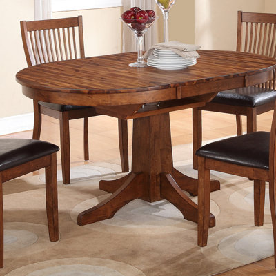Jaymien Extendable Acacia Round Solid Wood Dining Table