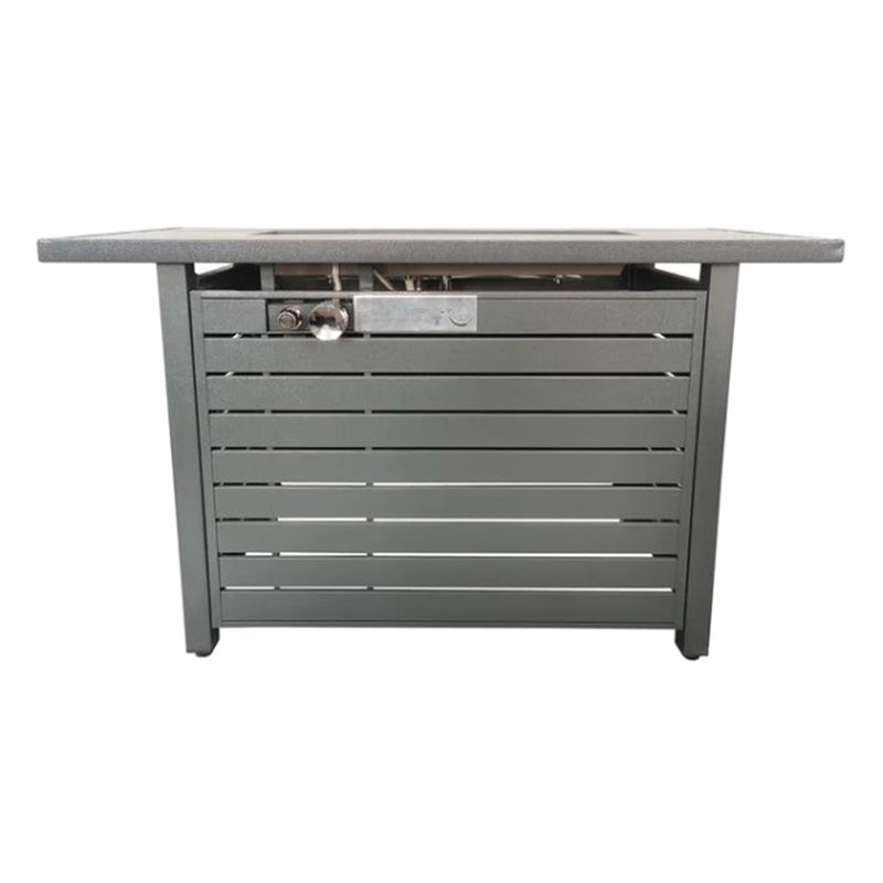 25h Outdoor Fire Pit Table, Gray, 50000 Heat Output Time, Stainless Steel, Propane/natural Gas Convertible, Modern Patio Accessory Level, Appliance
