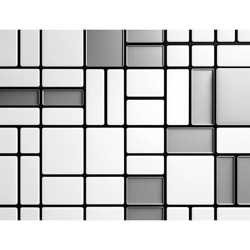 Rideau de douche Mondrian - décor de salle de bain moderne, H 73 po x l 70 po