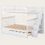 Lit superposé double au-dessus de double avec lit gigogne et escalier, conception convertible 3 en 1 en bois massif avec tablettes de rangement intégrées et garde-corps de sécurité-1326413665