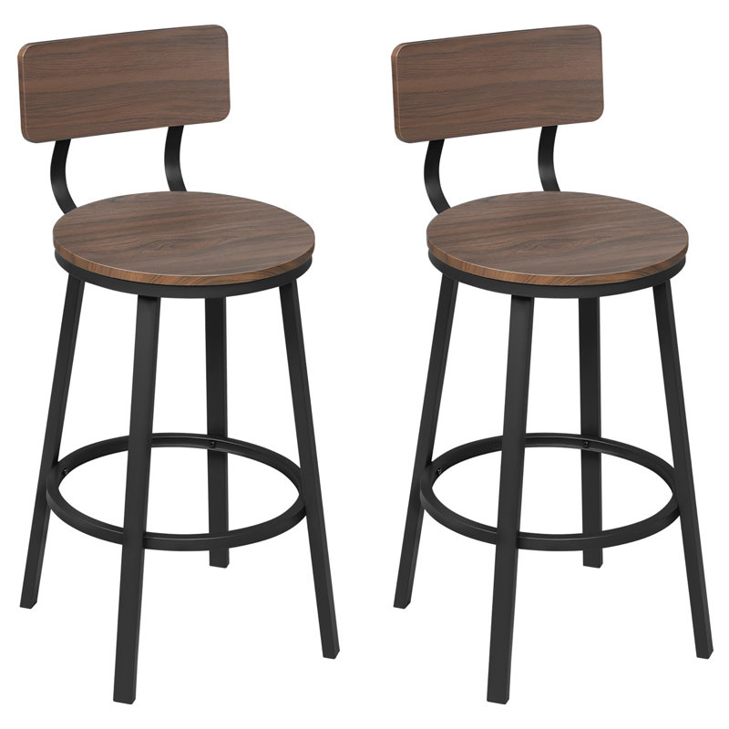 Counter Stool with Metal Frame, Rustic Brown Seat/Black Frame
