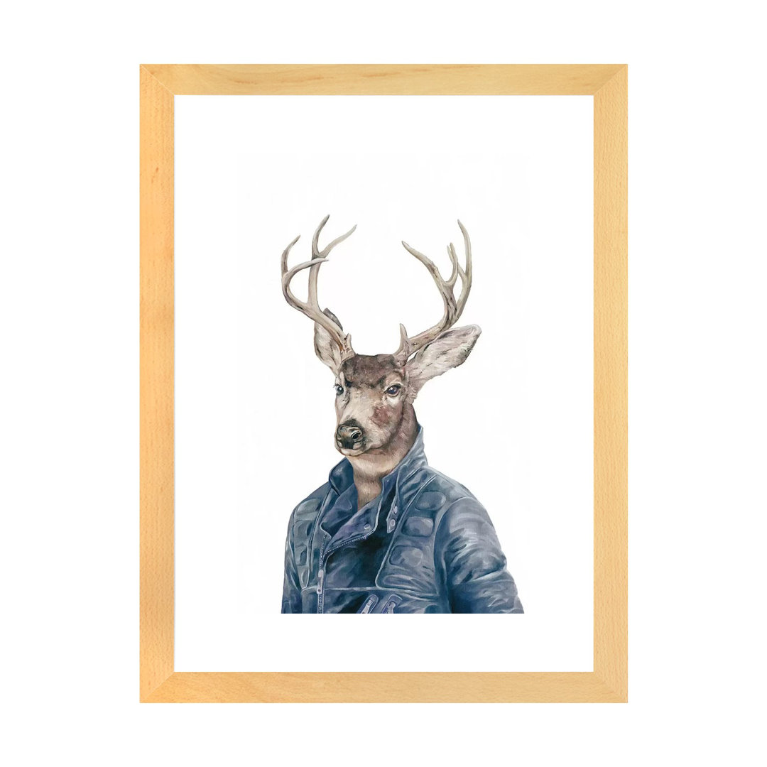 " Deer In Navy Blue " by Animal Crew East Urban Home
