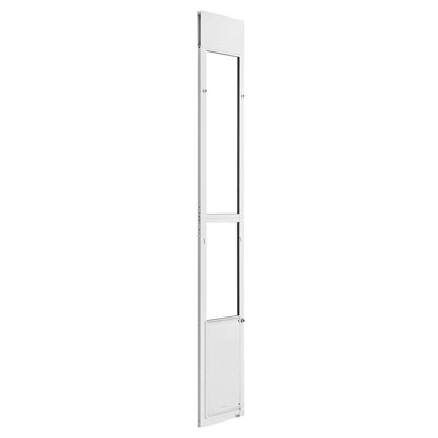 Dog Door for Sliding Glass Door, 75 7/8" to 80 11/16" Adjustable Height, Aluminum Alloy Frame with Flap and Rotating Hinge, Lock Design, for Large-Sized Dogs, Sliding Glass Pet Doors for Renters