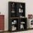 2-Piece Tall Freestanding Cabinet Set With Walnut Top, Open Storage Bookshelf With Curved Design, Anti-Tip Device-1601283340