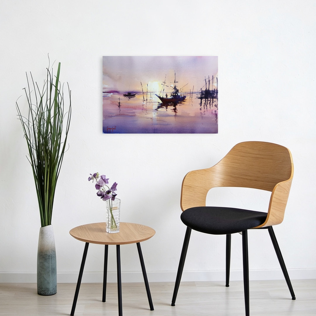 Tranquil Sunset Reflections Colorful Peaceful Serene Coastal Sunrise Wall Art Print