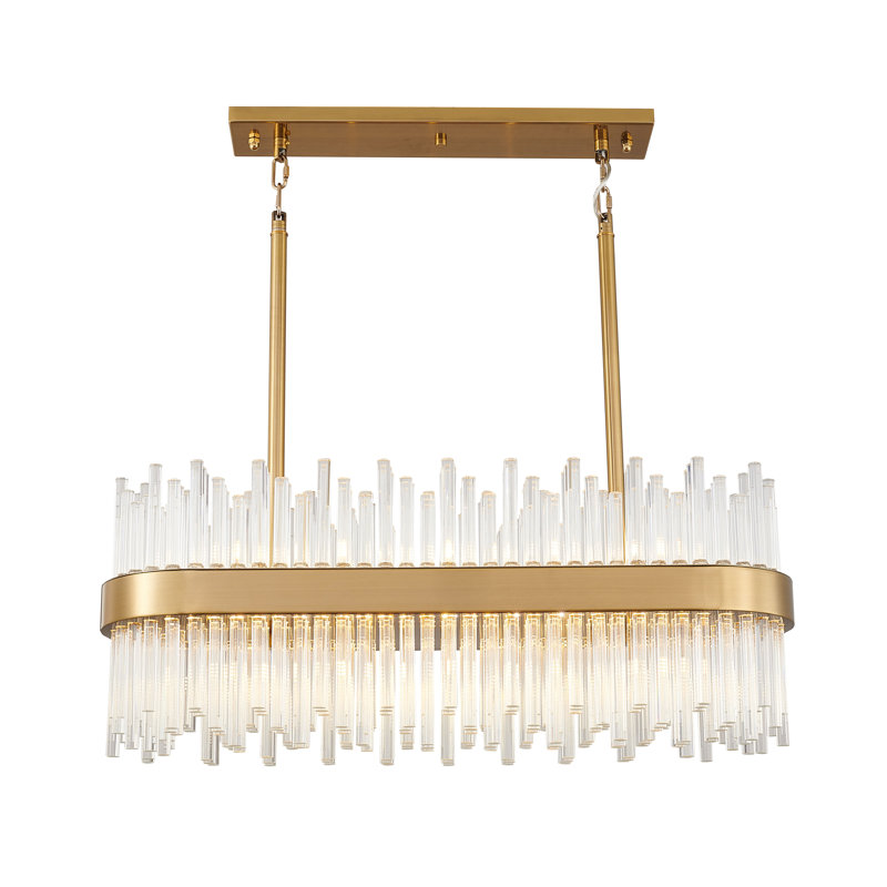 Lustre tige en verre 8 lumières Transitional, Doré