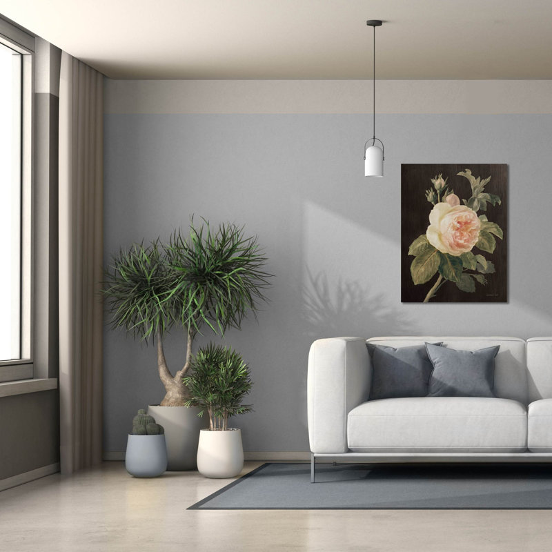 «Heirloom Pink Rose On Black» par Danhui Nai, art mural sur toile, H 34 po x l 26 po