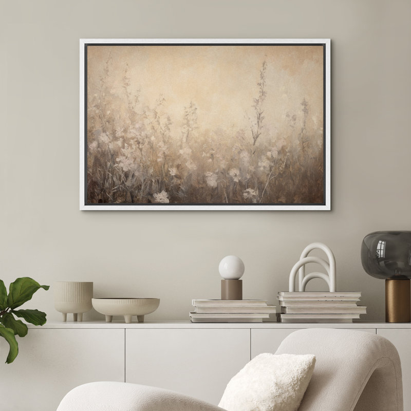 «Brown Country Rustic Flower Decor», impression sur toile encadrée, H 16 po x l 24 po, Blanc
