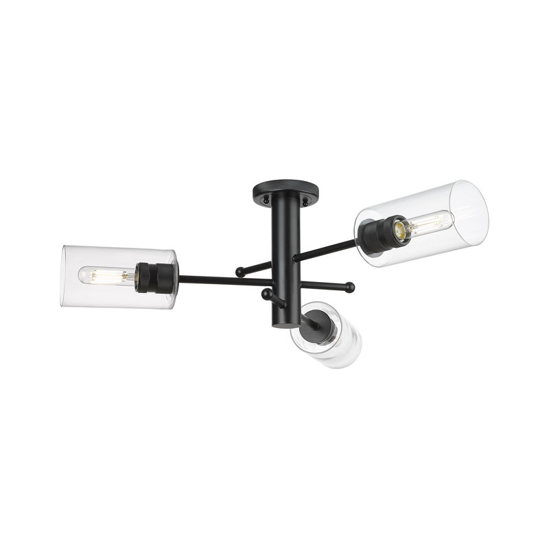 Plafonnier encastré 3 lumières Crown Point, Clair, H 10,13 po x l 29,38 po x P 29,38 po, Noir mat