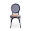 Ensemble de 2 chaises de salle à manger, dossier tissé en rotin noir mat et siège brun