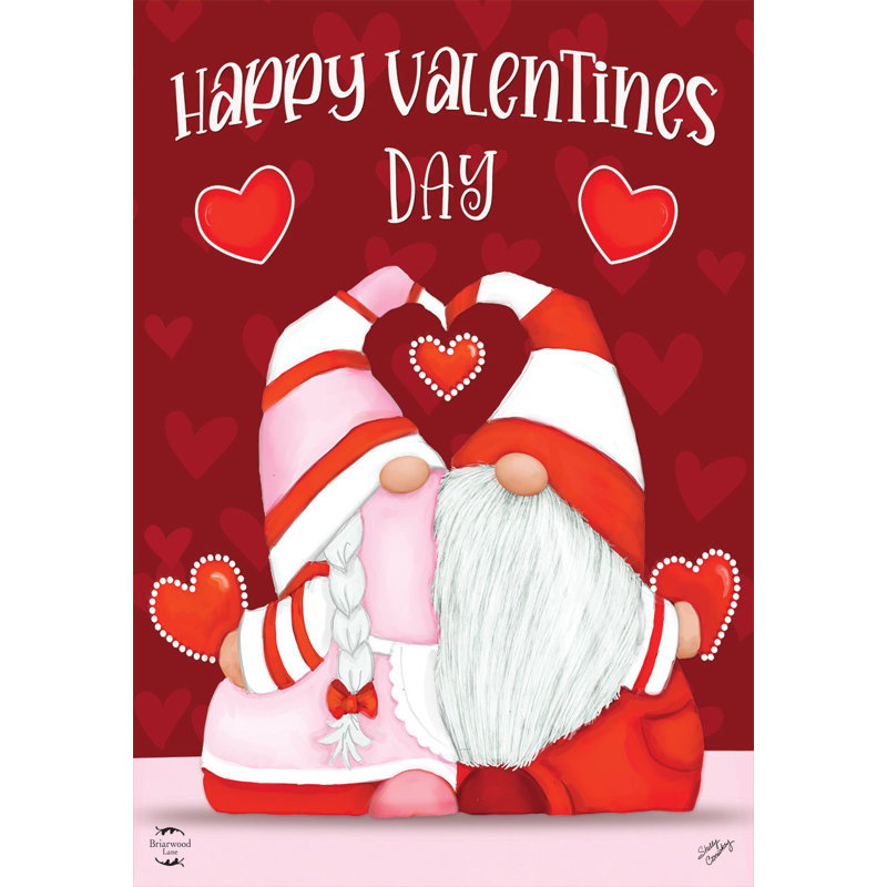 Joyeuse Saint-Valentin, drapeau de jardin des gnomes, Saint-Valentin rouge et blanche