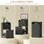 Meuble-lavabo compact 3-en-1 avec miroir, tiroirs de rangement et tabouret - Petite coiffeuse avec lumières pour chambre à coucher ou dortoir-1584327120-1584327132