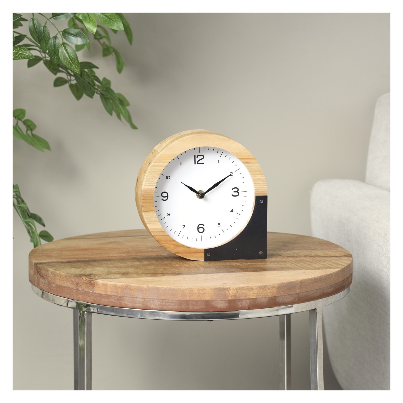 Cole And Grey Wood Round Abstract Clock