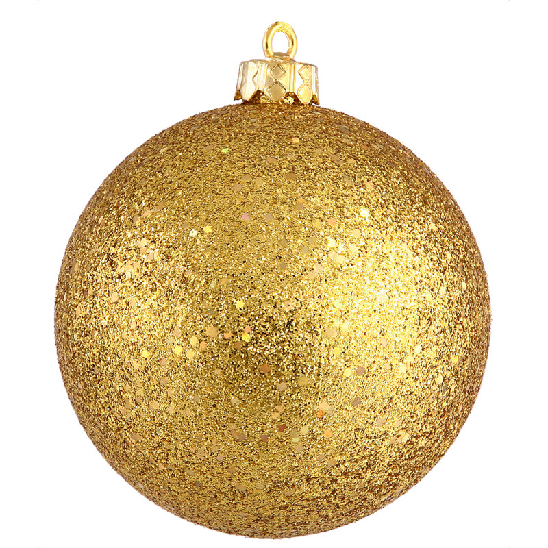 Holiday Décor Ball Ornament, Anti Gold Sequin, 6" H x 6" W x 6" D