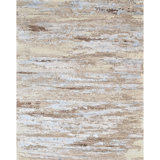 Hand Knotted Area Rug in Beige And Brown