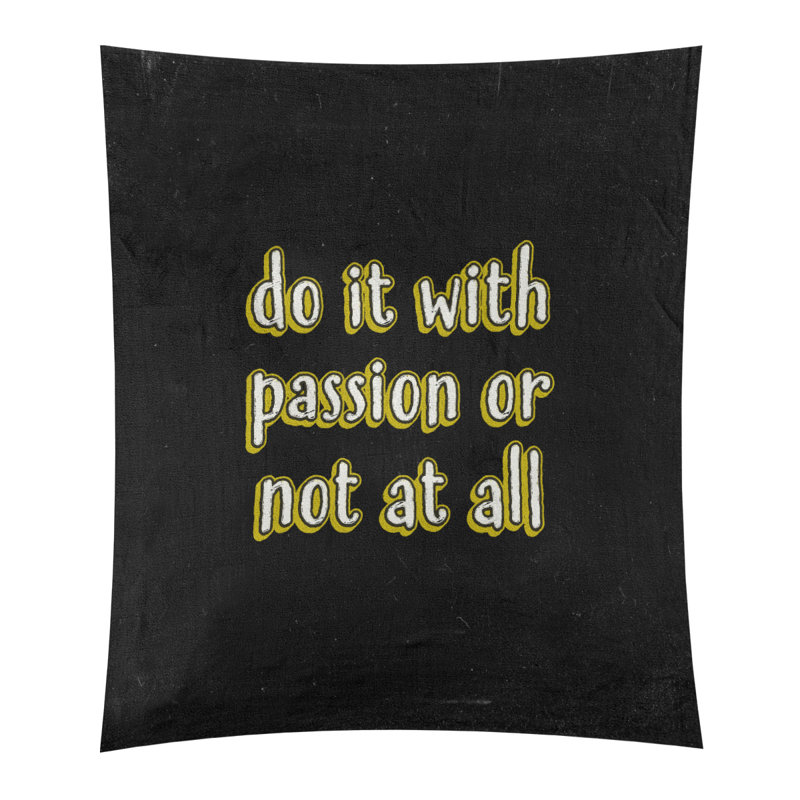 Tapisserie tableau noir en polyester citation passion, H 104 po x l 88 po, Jaune