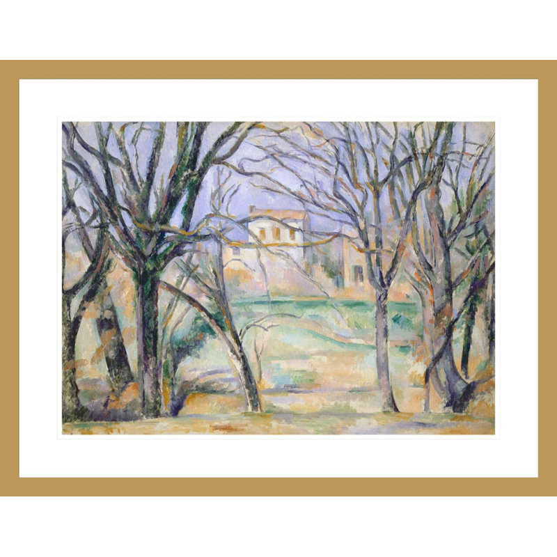 Arbres et maisons par Paul Cézanne - Impression sur toile, H 23,09 po x l 29,5 po