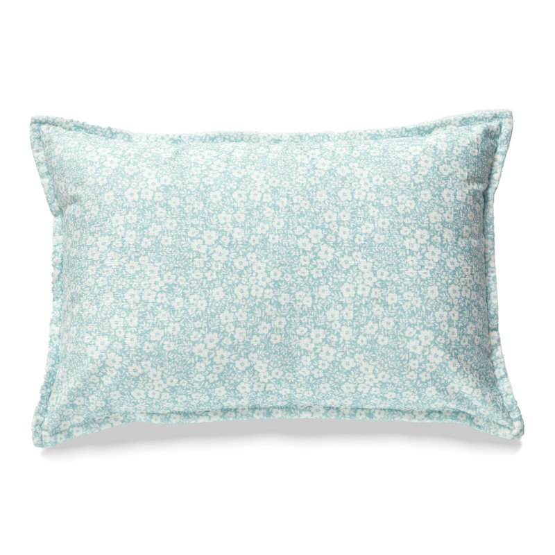 Coussin réversible à motif floral Leaf, Bleu mer