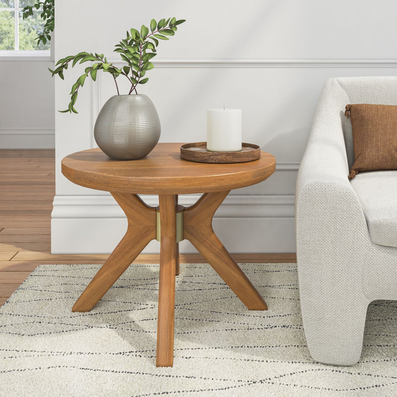 Marshana Cross Leg Round Coffee Table, Pecan