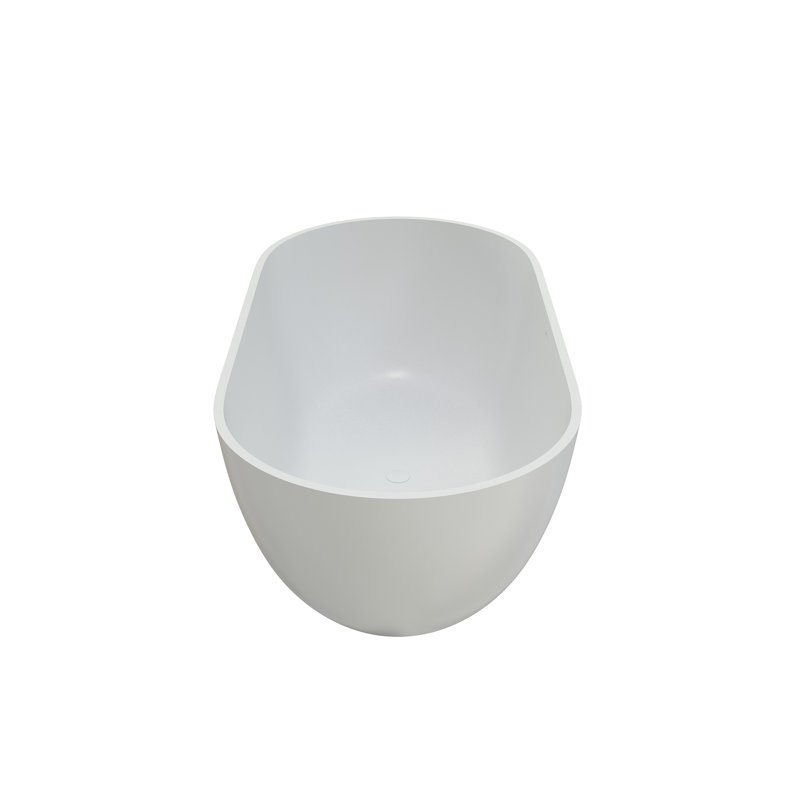 Baignoire de trempage autoportante en résine de 59 po avec trop-plein 59 po, Blanc mat