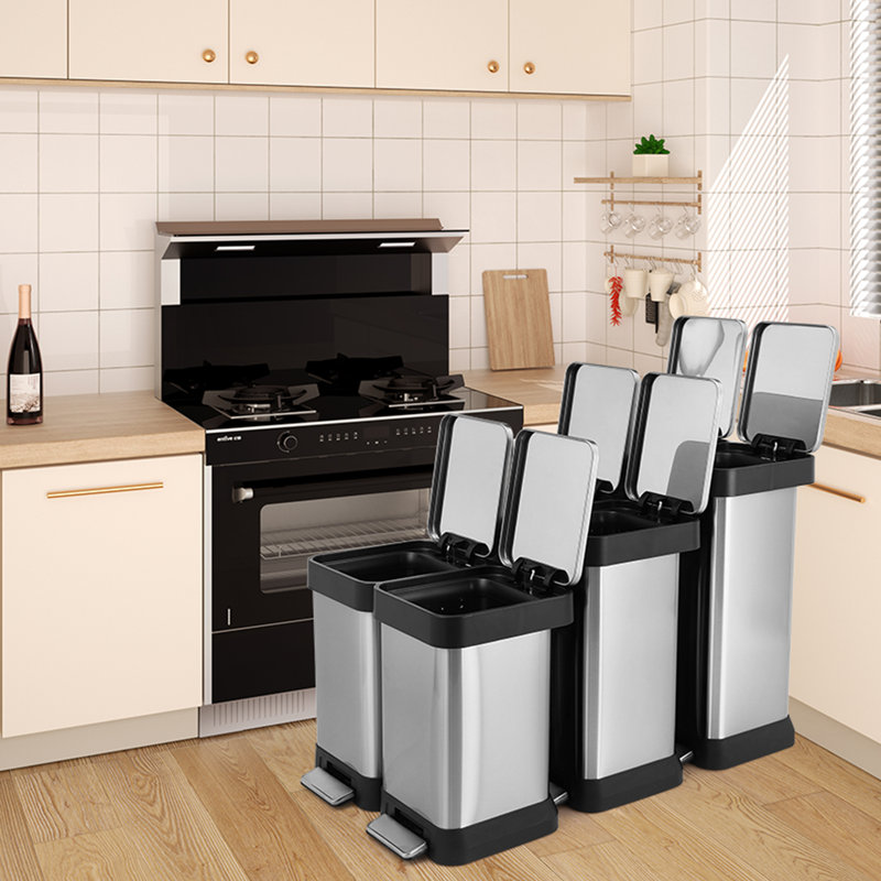 Stainless Steel Step On Recycling Bin - 30L