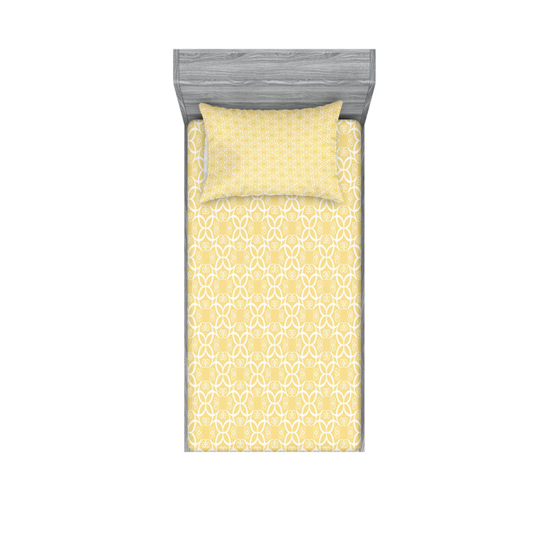 Drap-housse et coussin décoratif Ambesonne, Ensemble de draps pour lit simple + 3 pièces supp