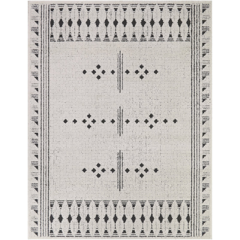 Barbara Cream/Black Transitional Moroccan Area Rug, 5'3" x 7'