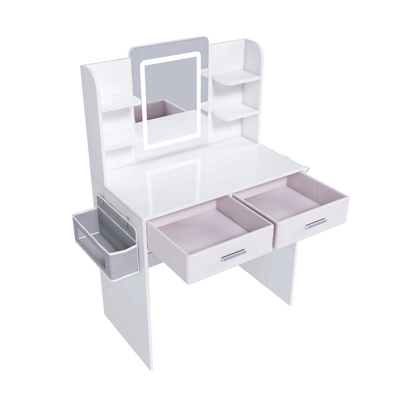 Coiffeuse avec rangement et miroir à DEL