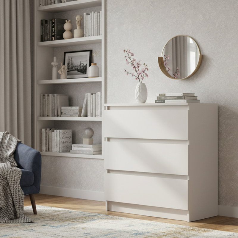 70 cm W Chest of 3 Drawers, Cashmere