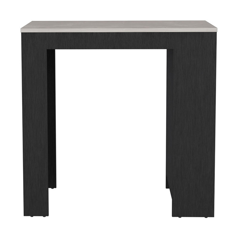 Kitchen Island, Three Side Shelves, Black / Ibiza Marble Color Finish