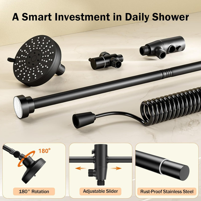 Dual Shower Head With Original Adjustable Slider, High Pressure Double Shower Head For Two People Rod, 2 Showerhead System For Couples, Renter-Friendly, SPA-Like, Gift For Women Men