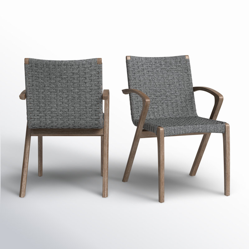 Verge Outdoor Dining Armchair, Shades of Gray Cord and Distressed Eucalyptus