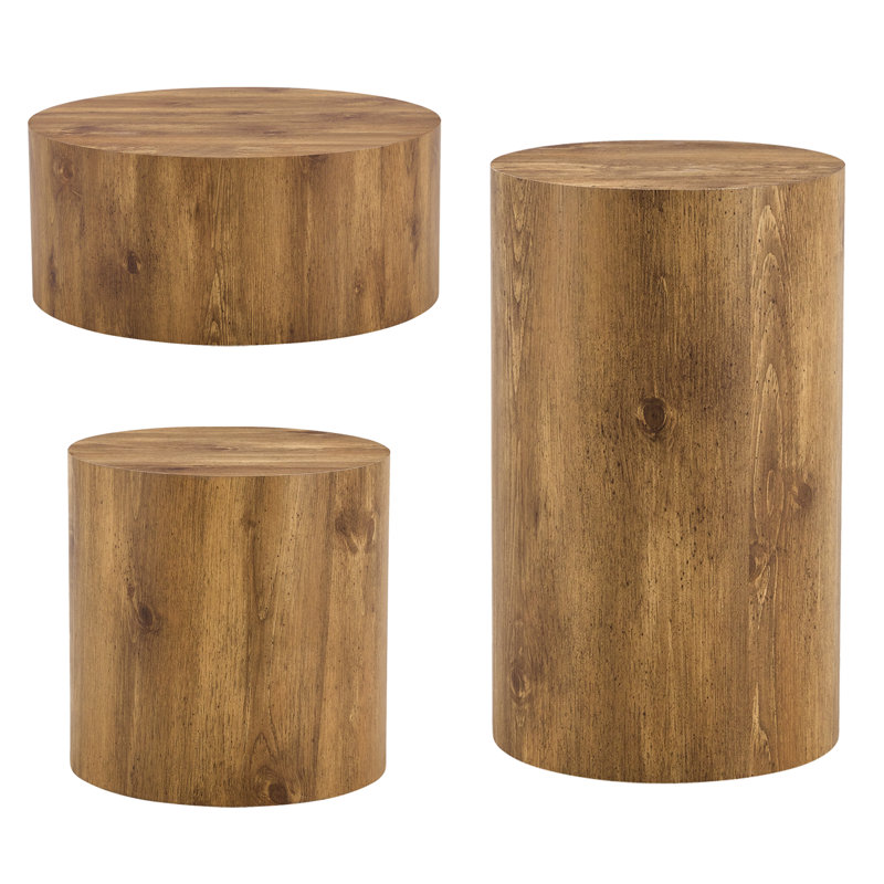  Ensemble de 3 tables basses gigognes en bois naturel LuxeDecor  