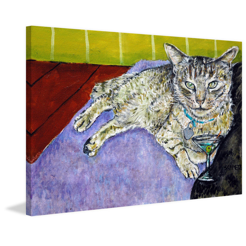 « cat martini », reproduction d’art sur toile tendue, 40 po x 60 po