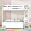 Lit double superposé au dessus d'un lit double avec bureau, blanc-1129700010