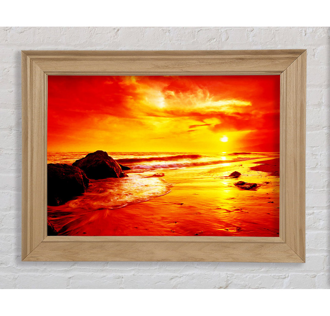 Gerahmtes Leinwandbild Blazing Orange Seas