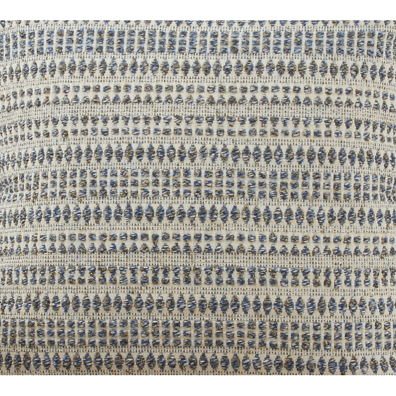 Blue and White Woven Line Cotton Blend Throw Pillow