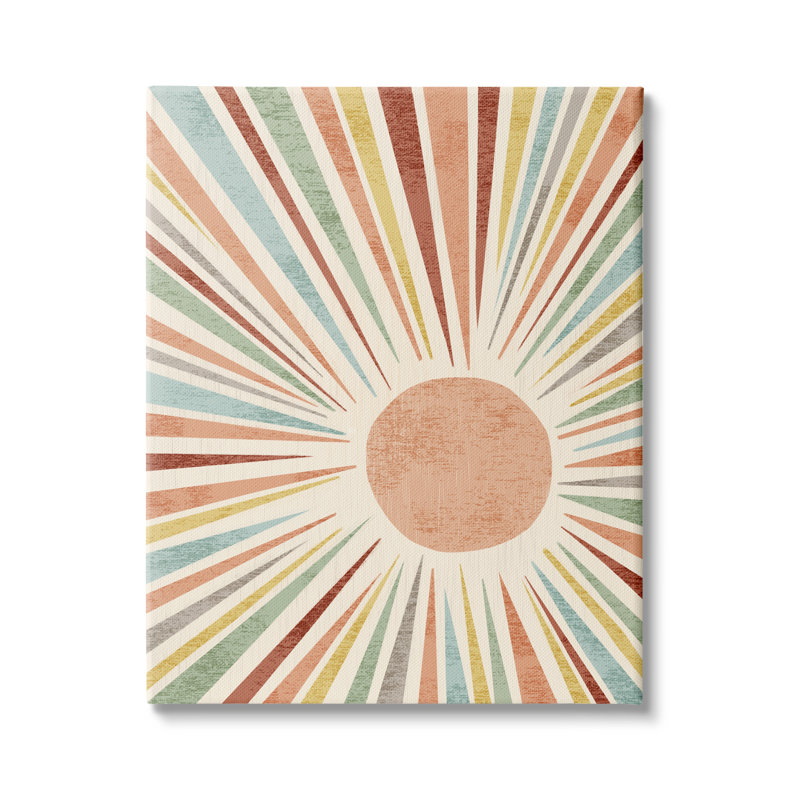 Art abstrait sur toile tendue pour enfants, rayons chauds et soleil abstrait par Ziwei Li, H 48 po x l 36 po x P 1,5 po
