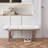 White Velvet Upholstered Silver Stainless Steel Bench-572854061