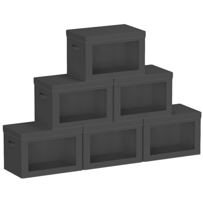 Large Storage Bins with Lids - Fabric Storage Cubes with Window, Collapsible Bins for Clothes, Large Baskets for Bedroom, Dorm, Office, 6 Pack