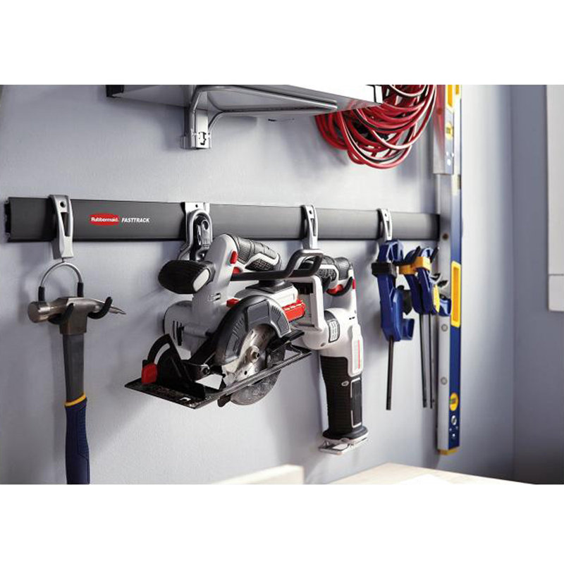 Rubbermaid Fast Track Wall Mounted Storage Rail (2 Pack) & Hose Hooks (12 Pack)