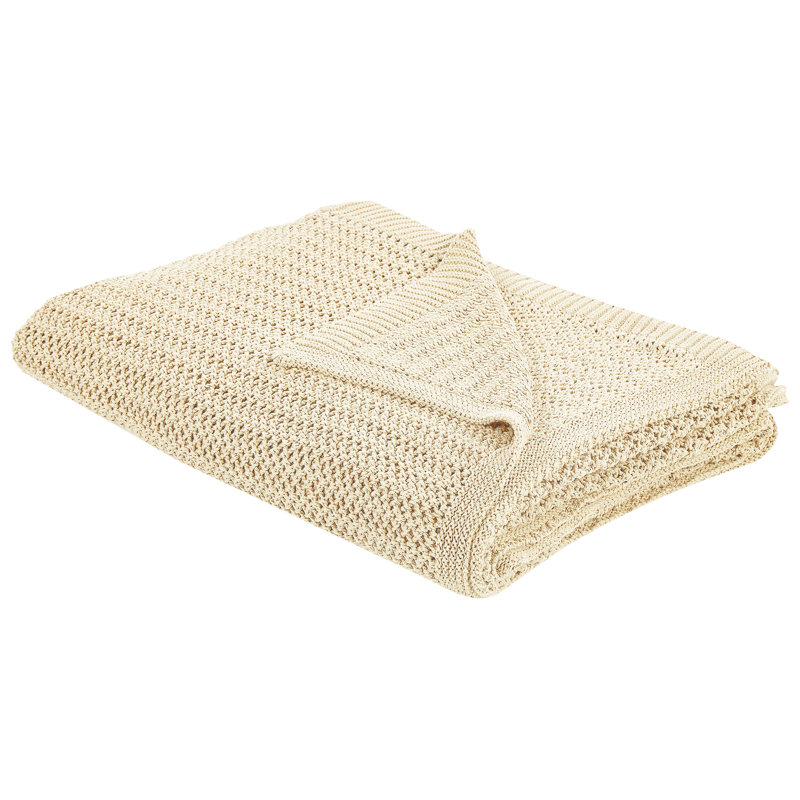 ILEN Cotton No Pattern Bedspread, Beige