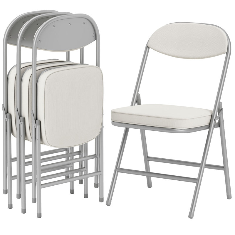 Fabric, Polyurethane, Polyester Padded Folding Chair Set, White