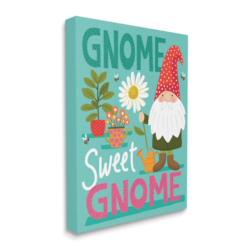 Gnome Sweet Gnome Pun, Toile tendue, H 20 po x l 16 po