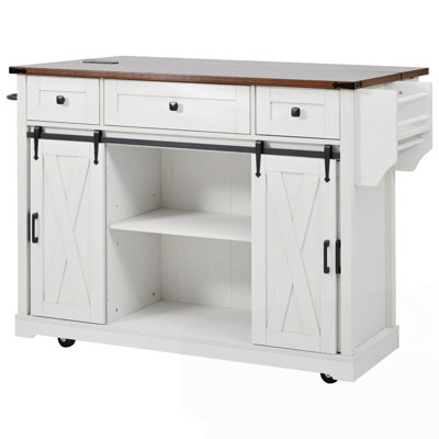 58" Farmhouse Kitchen Island with Storage